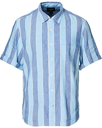 Lyhythihaiset kauluspaidat |  Striped Linen Shirt Deep Ultramarine Multi