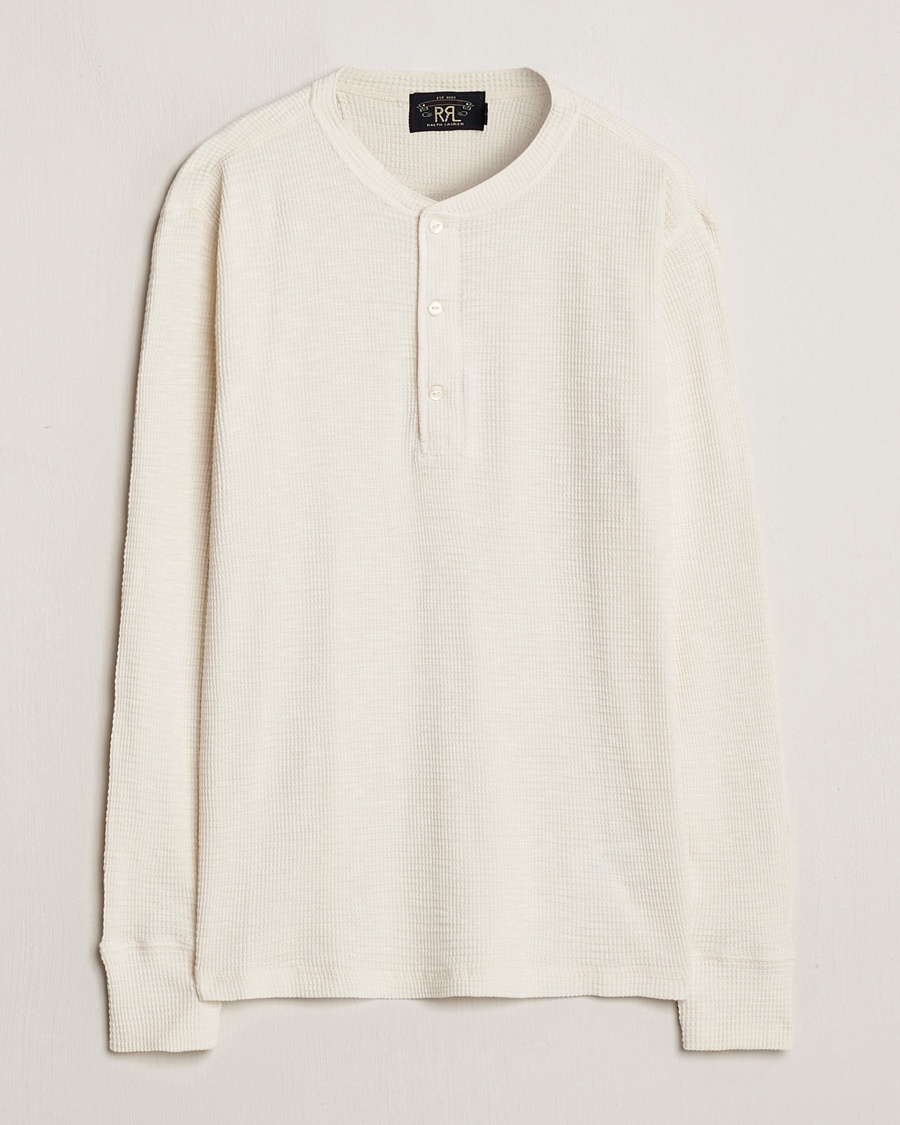 RRL Long Sleeve Henley Paper White – Valkoinen