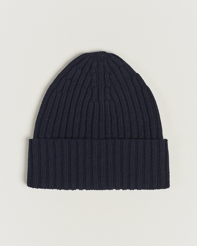 Ribbed Cashmere Beanie Navy