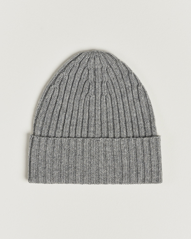 Mies | Pipot | Piacenza Cashmere | Ribbed Cashmere Beanie Grey Melange