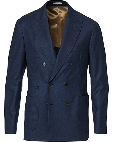 Mies |  | Brunello Cucinelli | Double Breasted Flannel Blazer Dark Blue