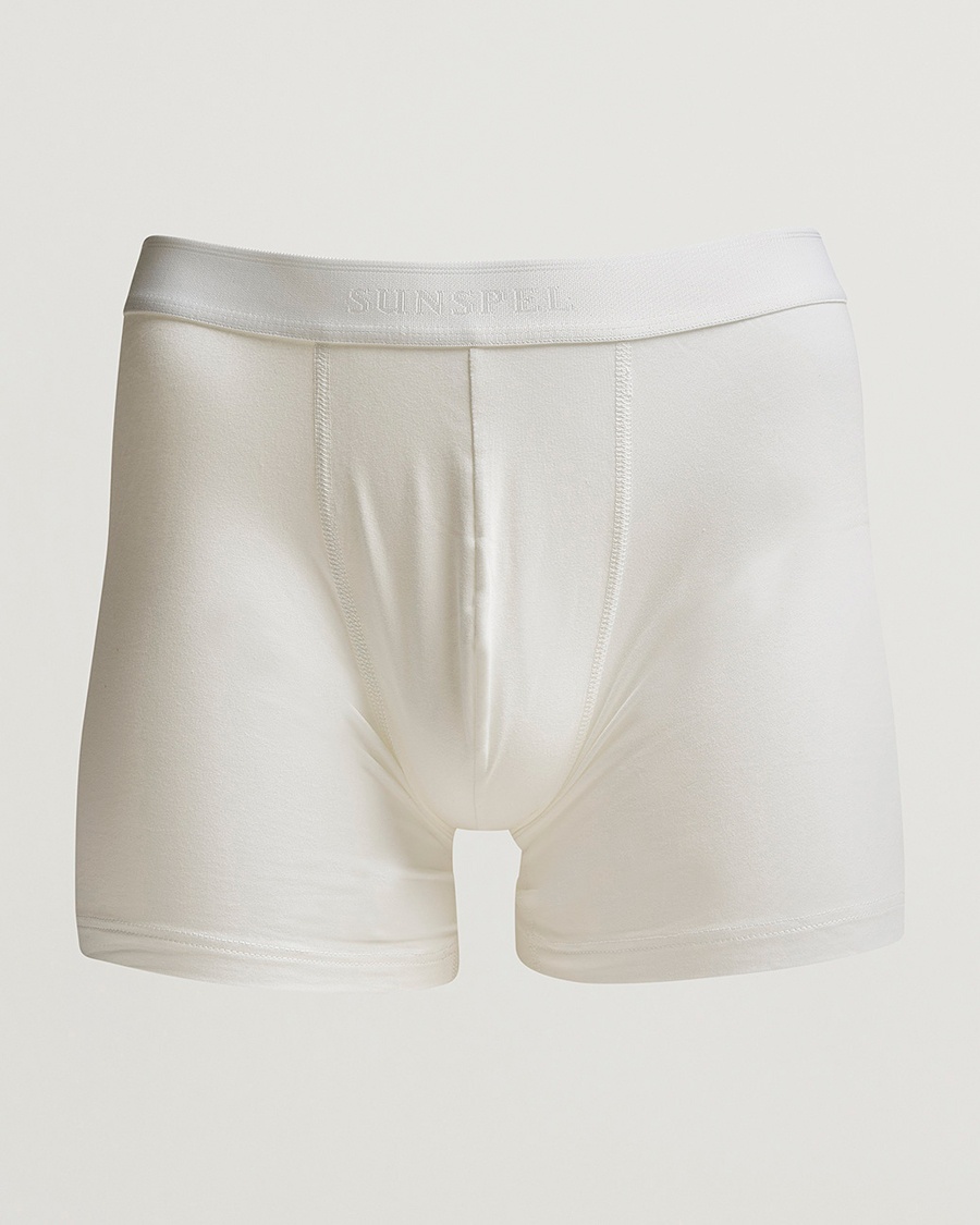 Sunspel Long Leg Cotton Stretch Trunk White – Valkoinen