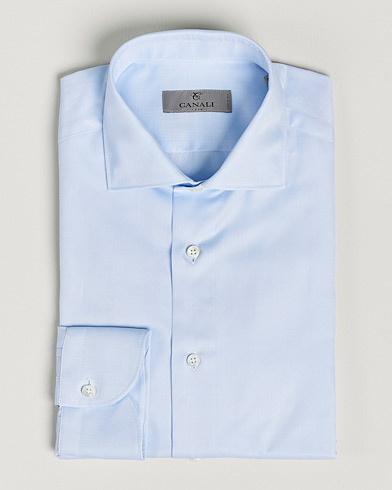 Mies | Quiet Luxury | Canali | Slim Fit Cotton Shirt Light Blue