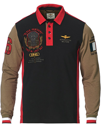 Rugby-paidat |  Long Sleve Logo Polo Military/Black/Red