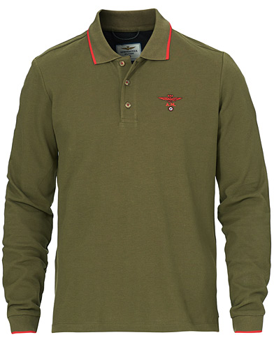 Rugby-paidat |  Long Sleeve Polo Verde Militare