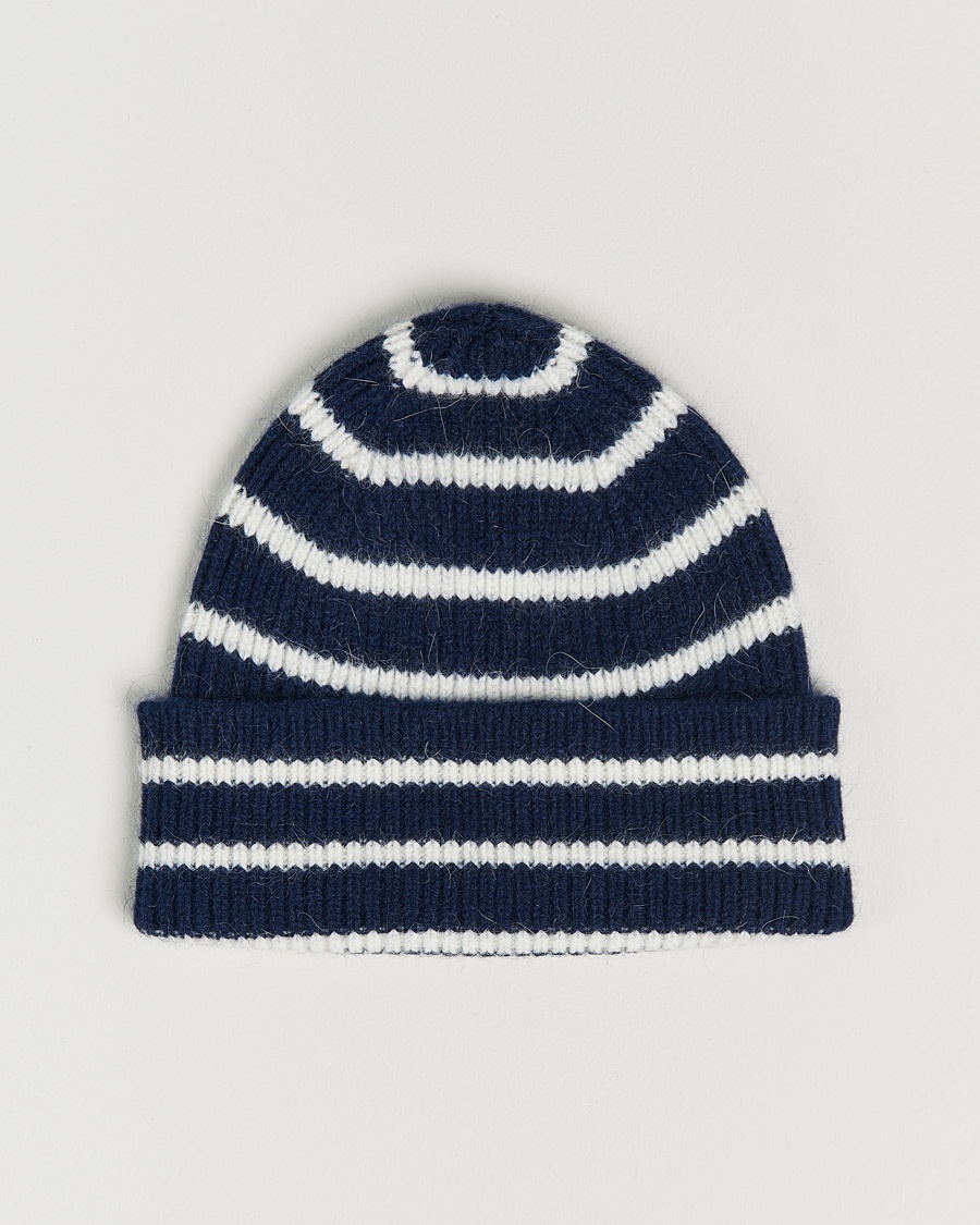Le Bonnet Lambswool/Caregora Beanie Midnight Stripe – Sininen