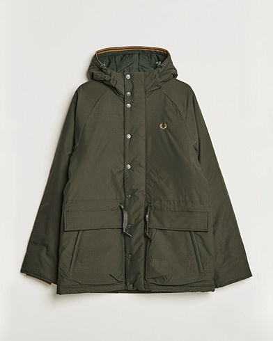 Mies | Parkatakit | Fred Perry | Padded Zip Through Parka  Hunting Green