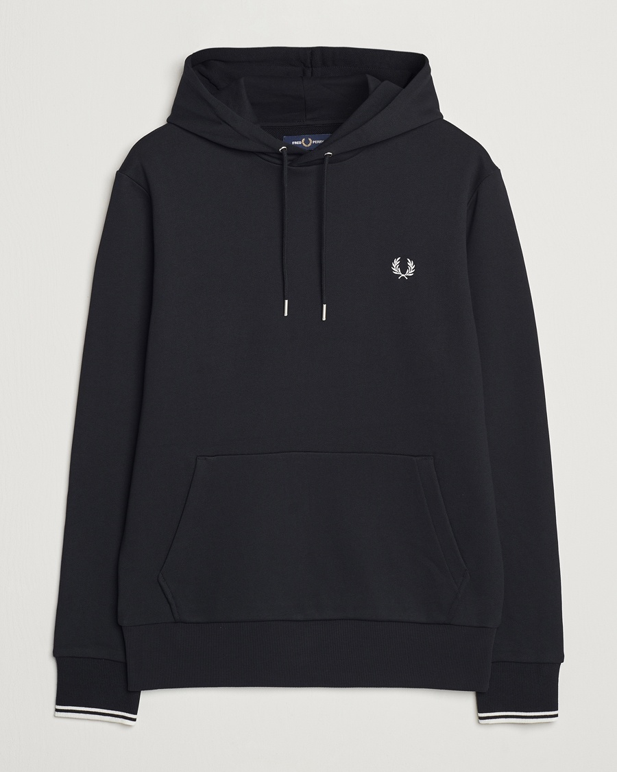 Fred Perry Tipped Hoodie Black – Musta