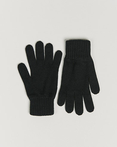 Mies |  | Johnstons of Elgin | Knitted Cashmere Gloves Black