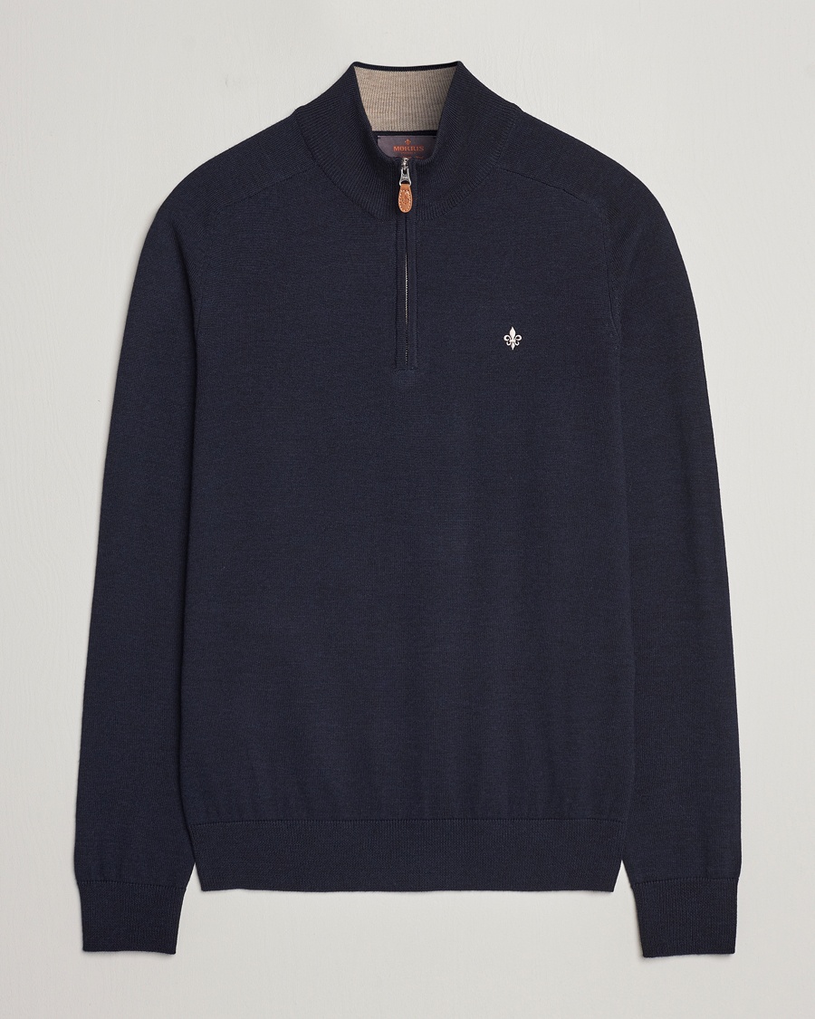 Morris John Merino Half Zip Navy – Sininen