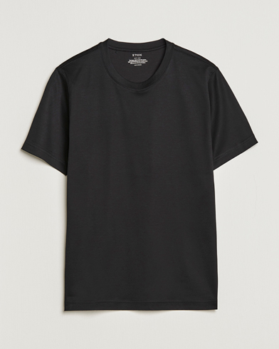 Mies | Business & Beyond | Eton | Filo Di Scozia Cotton T-Shirt Black