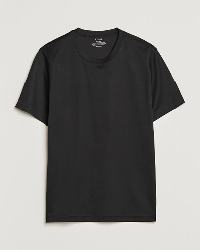 Mies | Mustat t-paidat | Eton | Filo Di Scozia Cotton T-Shirt Black