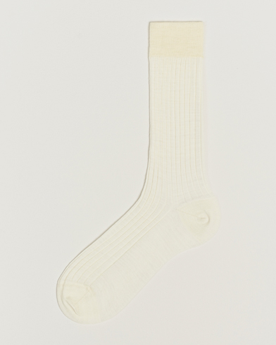 Mies |  | Bresciani | Wool/Nylon Ribbed Short Socks White