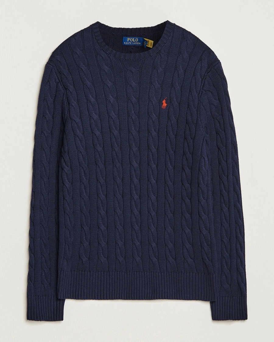 Polo Ralph Lauren Cotton Cable Pullover Hunter Navy – Sininen