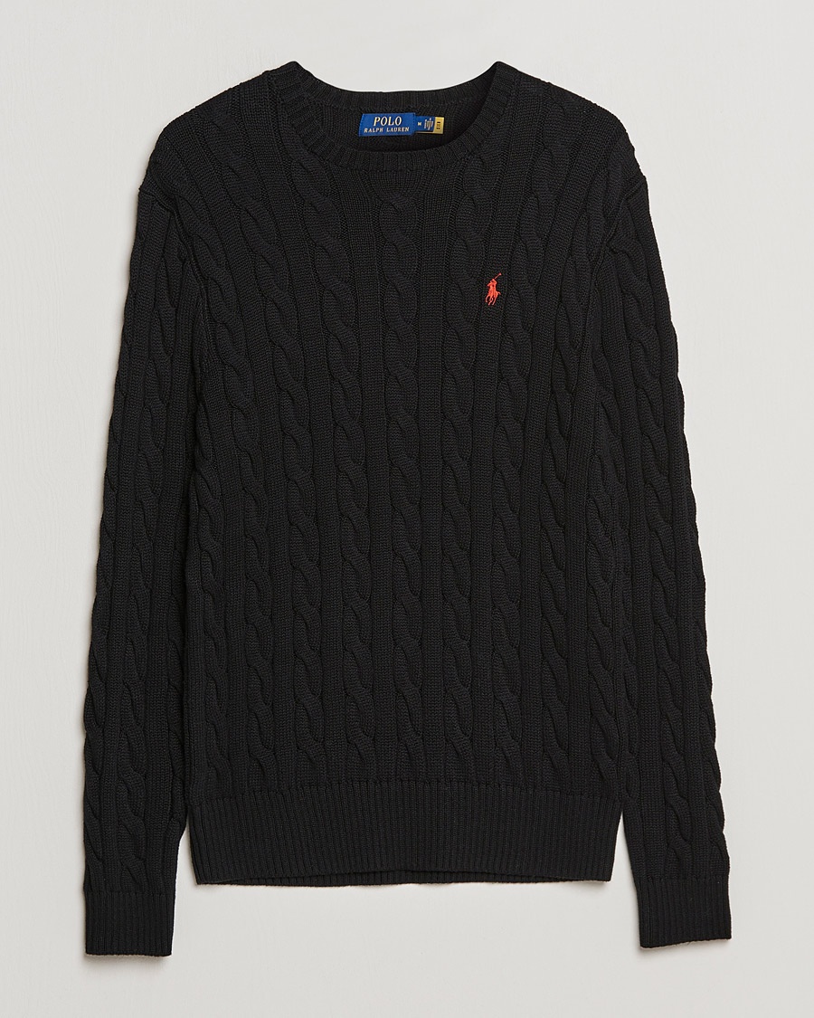 Polo Ralph Lauren Cotton Cable Pullover Polo Black – Musta