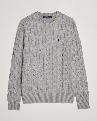 Mies | Puserot | Polo Ralph Lauren | Cotton Cable Pullover Fawn Grey Heather