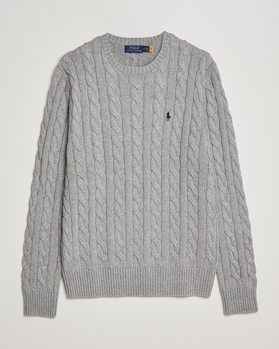 Polo Ralph Lauren Cotton Cable Pullover Fawn Grey Heather – Harmaa