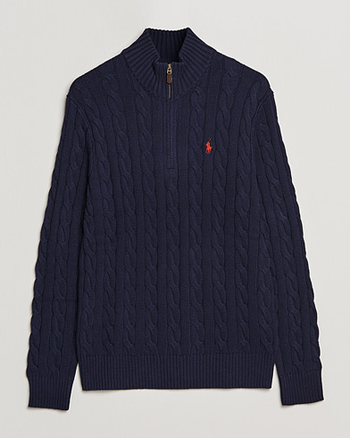 Mies | Puserot | Polo Ralph Lauren | Cotton Cable Half Zip Sweater Hunter Navy