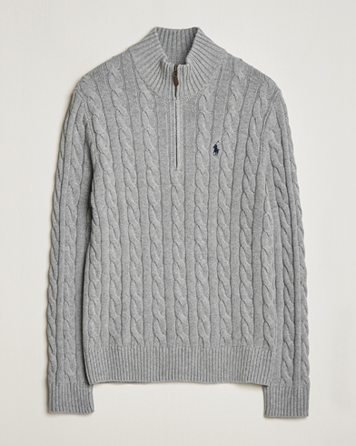 Mies |  | Polo Ralph Lauren | Cotton Cable Half Zip Sweater Fawn Grey Heather
