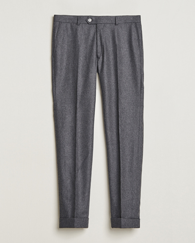 Mies | Flanellihousut | Oscar Jacobson | Denz Turn Up Flannel Trousers Grey Melange