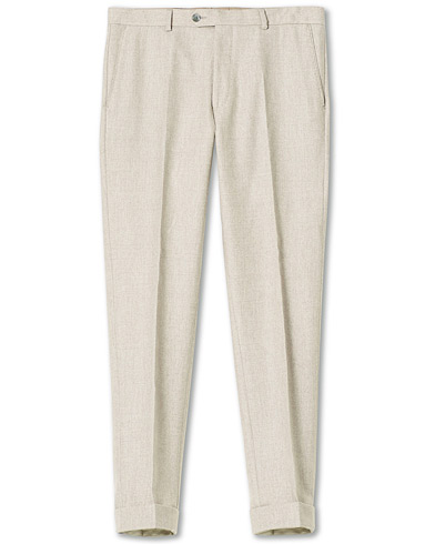 Mies |  | Oscar Jacobson | Denz Turn Up Flannel Trousers Beige