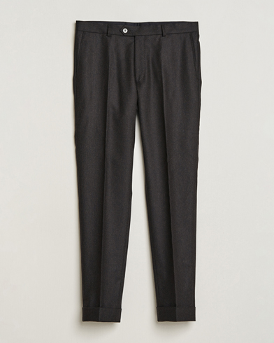 Mies |  | Oscar Jacobson | Denz Turn Up Flannel Trousers Brown