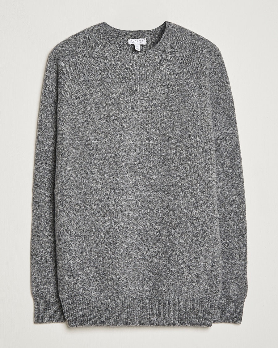 Sunspel Lambswool Crew Neck Grey Melange – Harmaa
