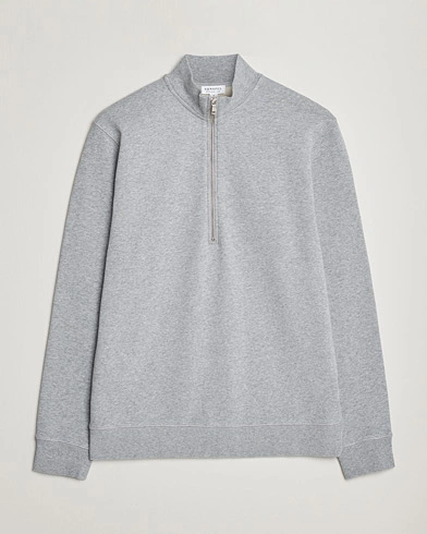 Mies | Sunspel | Sunspel | Loopback Half Zip Sweatshirt Grey Melange