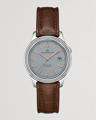 Mies | Fine watches | Sjöö Sandström | Royal Steel Classic 41mm Grey and Brown Alligator