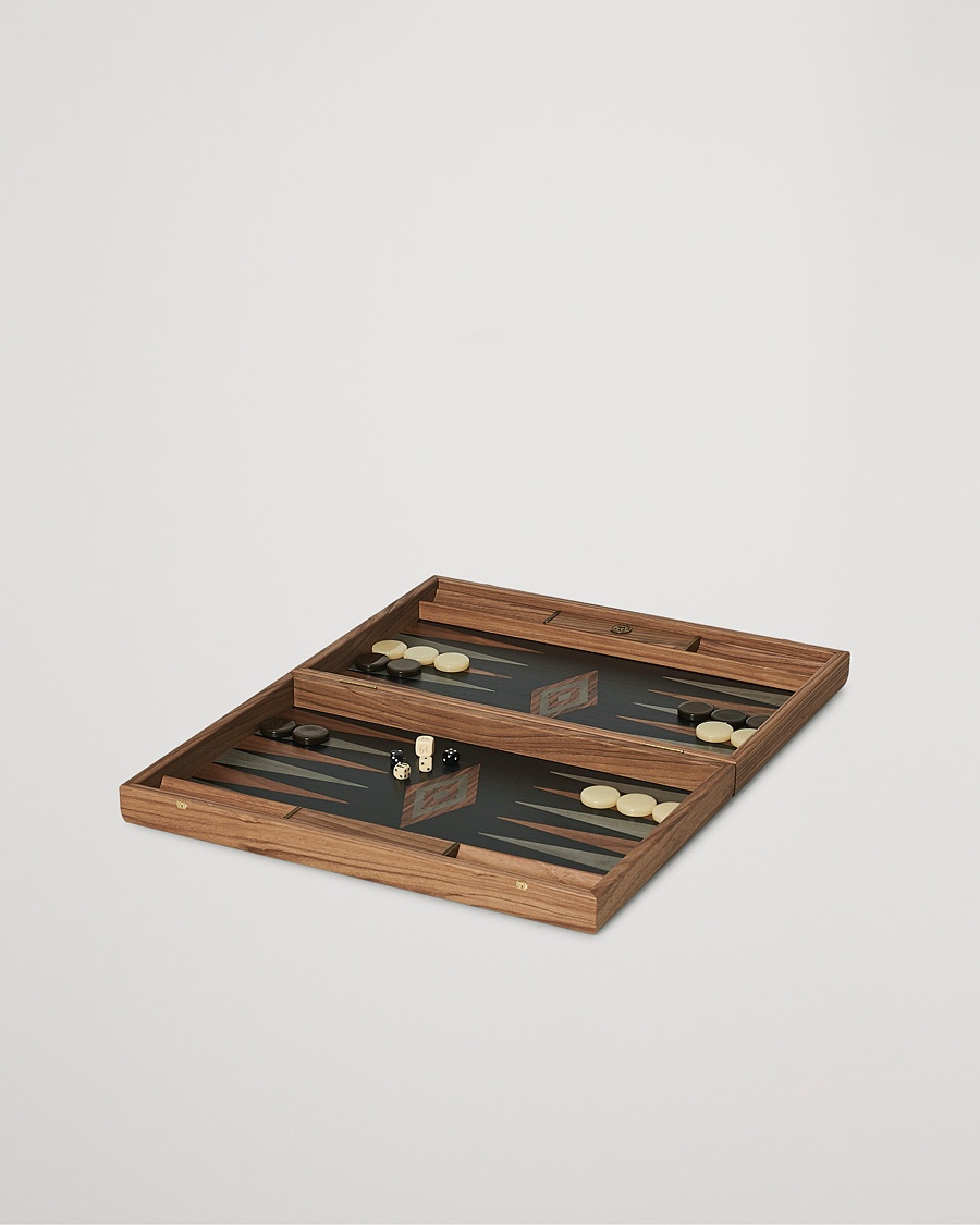 Manopoulos Walnut & Black Oak Large Backgammon – Musta
