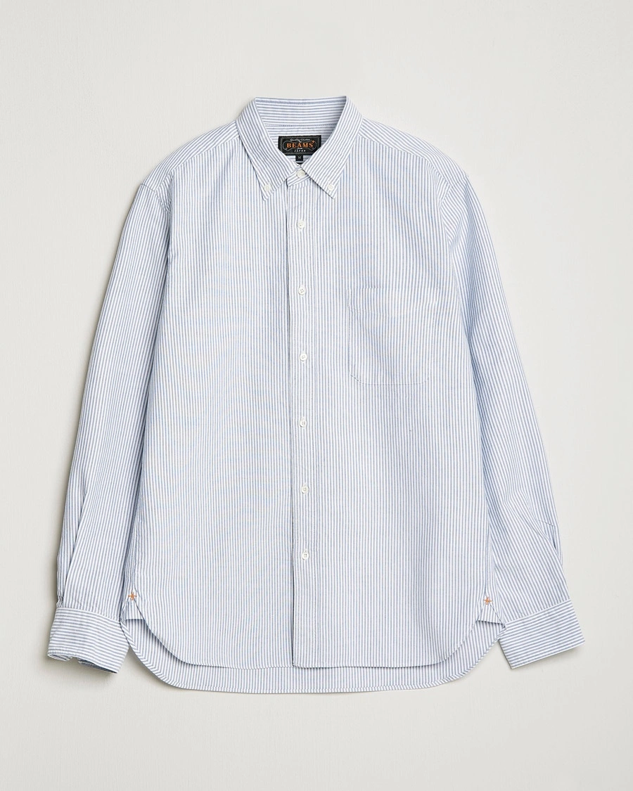 BEAMS PLUS Oxford Button Down Shirt Blue Stripe – Sininen