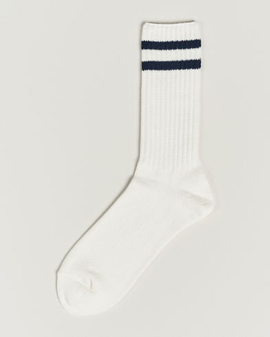 Mies | Varrelliset sukat | BEAMS PLUS | Schoolboy Socks White/Navy