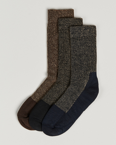 Mies |  | Red Wing Shoes | Wool Deep Toe-Capped Crew 3-Pack Brown/Navy/Black
