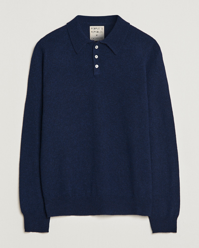 Mies | People's Republic of Cashmere | People's Republic of Cashmere | Cashmere Long Sleeve Polo Navy