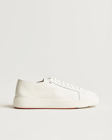 Mies |  | Santoni | Low Top Grain Leather Sneaker White Calf