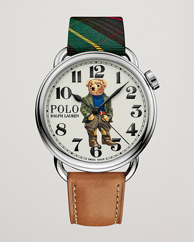 Mies | Preppy Authentic | Polo Ralph Lauren | 42mm Automatic Bedbord Bear White Dial