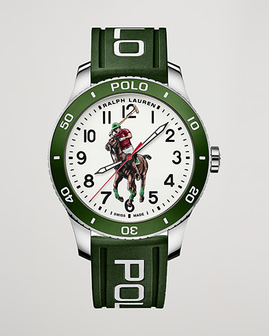 Mies | Fine watches | Polo Ralph Lauren | 42mm Automatic Pony Player  White Dial/Green Bezel