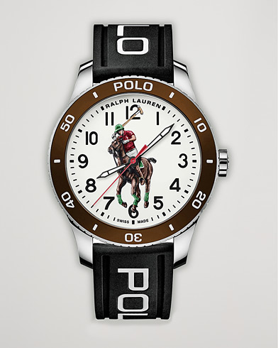 Mies | Preppy Authentic | Polo Ralph Lauren | 42mm Automatic Pony Player  White Dial/Brown Bezel