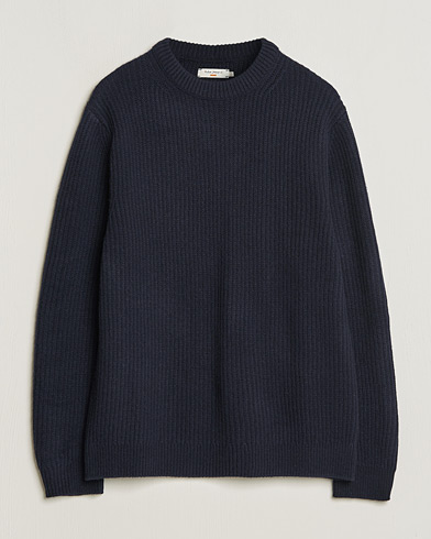 Miehet |  | Nudie Jeans | August Wool Rib Knitted Sweater Navy