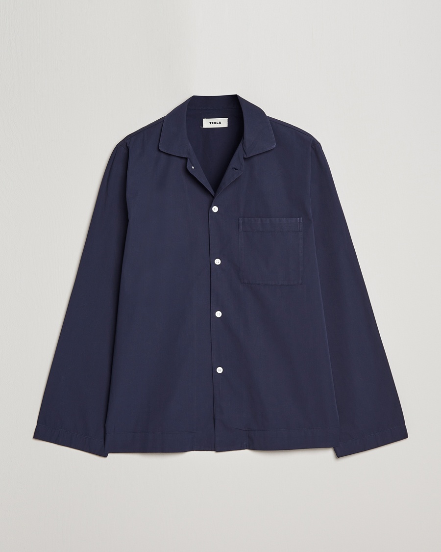 Tekla Poplin Pyjama Shirt True Navy – Sininen