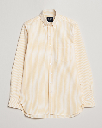 Mies | Oxford-paidat | Drake's | Striped Button Down Oxford Shirt White/Yellow