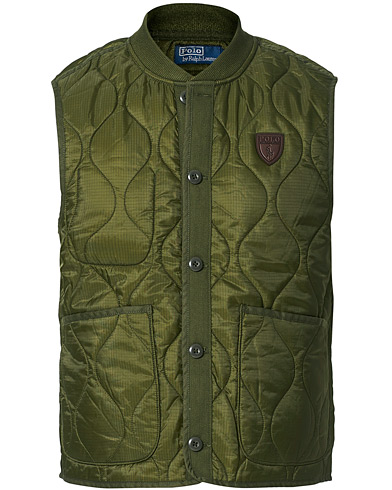 Polo Ralph Lauren Quilted Nylon Ripstop Gilet Armadillo Green