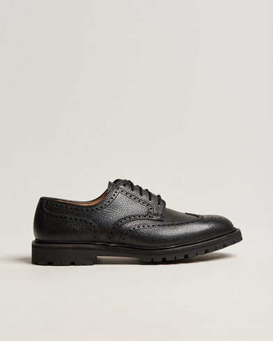 Mies | Käsintehdyt kengät | Crockett & Jones | Pembroke Derbys Scotch Grain Vibram Black Calf