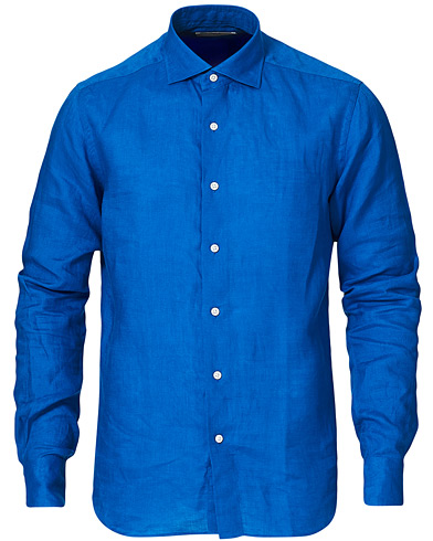 Pellavapaidat |  Slim Fit Linen Shirt Cobalt Blue