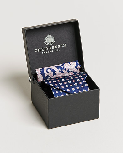 Amanda Christensen Box Set Silk Twill 8cm Tie With Pocket Square Navy