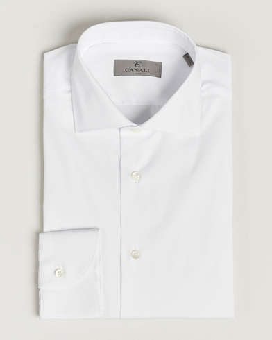 Mies | Bisnespaidat | Canali | Slim Fit Cotton/Stretch Shirt White