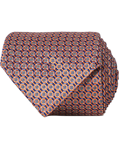 Mies |  | Canali | Micro Structured Silk Tie Orange 8 cm