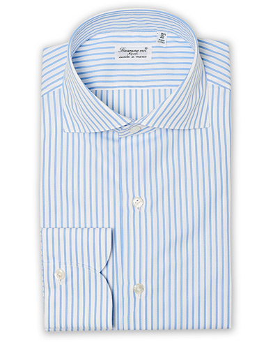 Miehet | Bisnespaidat | Finamore Napoli | Milano Slim Fit Striped Dress Shirt White/Blue