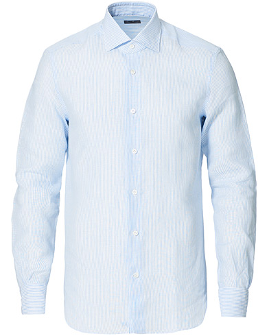 Pellavapaidat |  Soft Linen Microstripe Shirt Light Blue