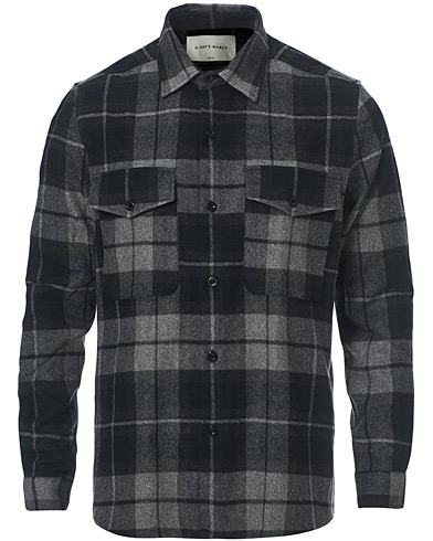  |  Cardiff Checked Flannel Shirt Navy/Charcoal